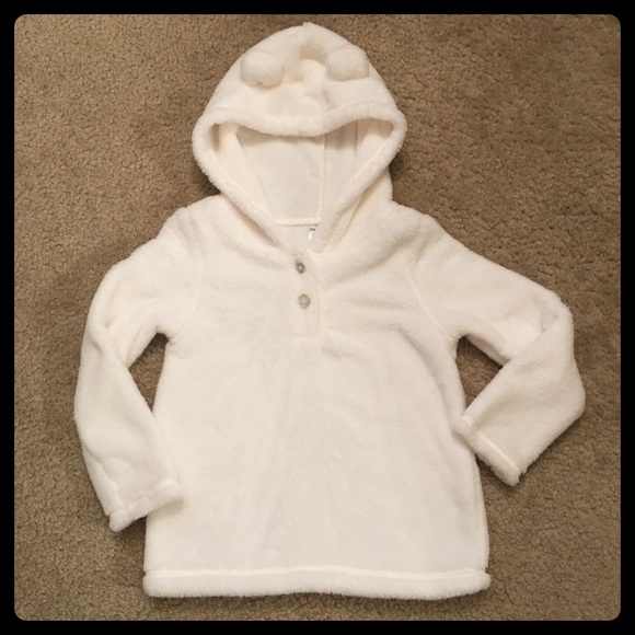 Carter’s Kids White Pullover Hoodie Sweater w ears - Picture 1 of 4